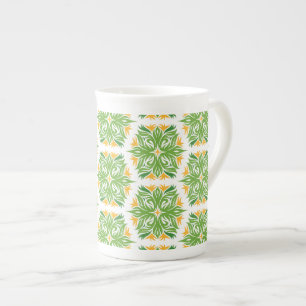 Caneca De Porcelana Flores Verdes, Padrão De Flores, Padrão Floral