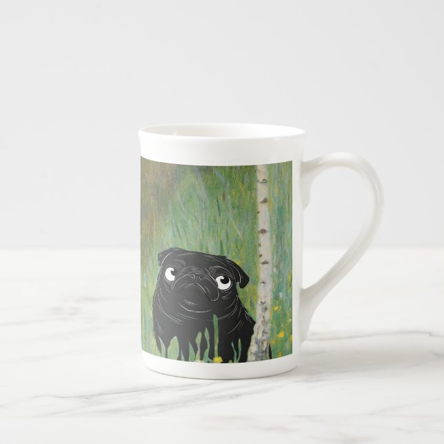 Caneca De Porcelana Floresta de Cachorro Gato Gustav Klimt (Direita)