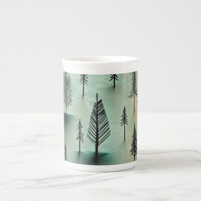 Caneca De Porcelana Floresta de inverno (Frente)