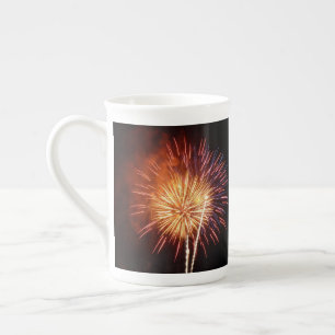 Caneca De Porcelana Fogo de Artifício Vermelho, Branco e Azul I Patrió