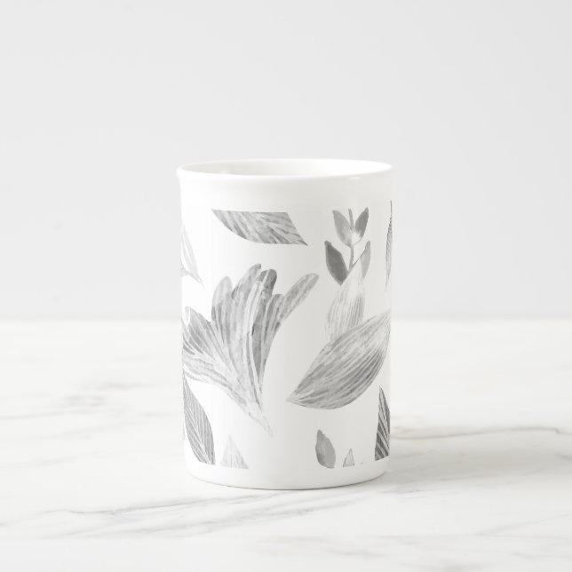 Caneca De Porcelana Folhas de cor aquosa 8 (Frente)