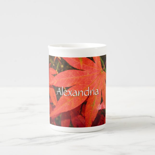 Caneca De Porcelana Folhas de Maple Crimson - Personalizadas (Frente)
