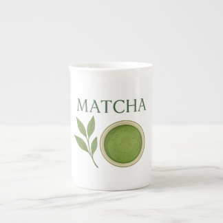 Caneca De Porcelana Folhas de Matcha e ilustração do chá