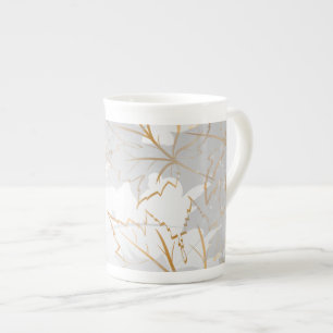 Caneca De Porcelana Folhas de ouro 3