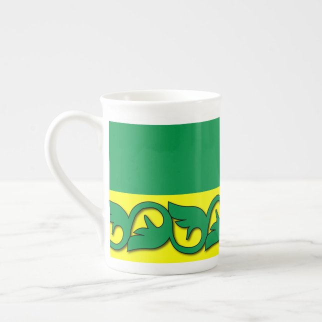 Caneca De Porcelana Folhas verdes padrões (Esquerda)