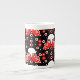 Caneca De Porcelana Folk Art Owl