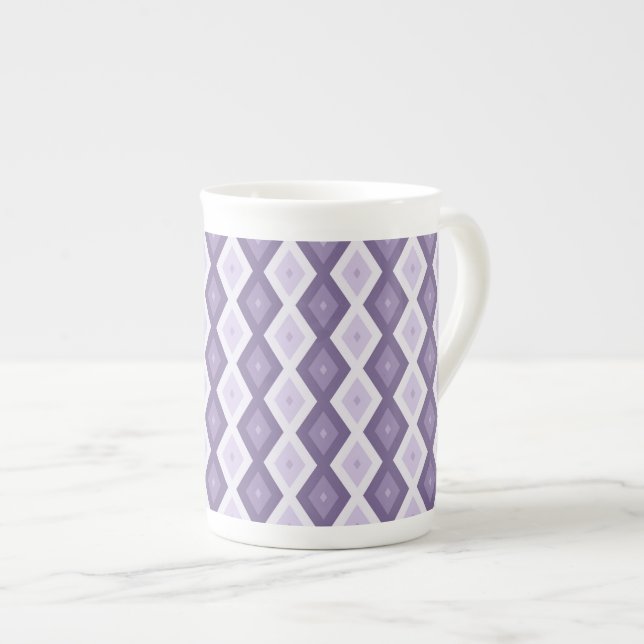 Caneca De Porcelana Formas de diamante de lavanda (Frente Esquerda)