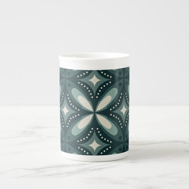 Caneca De Porcelana formas verdes retrô (Frente)