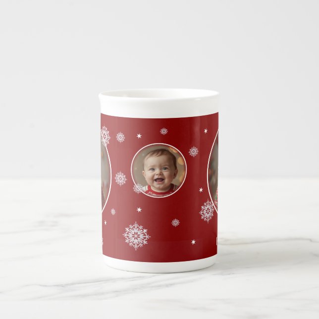 Caneca De Porcelana Foto de Natal do bebê (Frente)