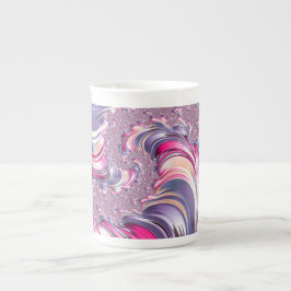 Caneca De Porcelana Fractal espiral roxa-abstrato cor-de-rosa