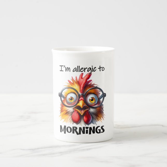 Caneca De Porcelana Frango mal-humorado da manhã (Frente)
