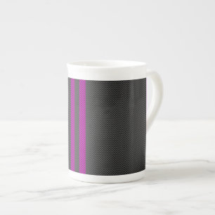 Caneca De Porcelana Frisas cor-de-rosa com estilo de fibra de carbono