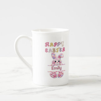 Caneca De Porcelana Fun Pastel Color Easter Bunny Personalize Name