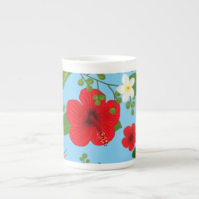 Caneca De Porcelana Fundo das Flores Tropicais 12 (Frente)