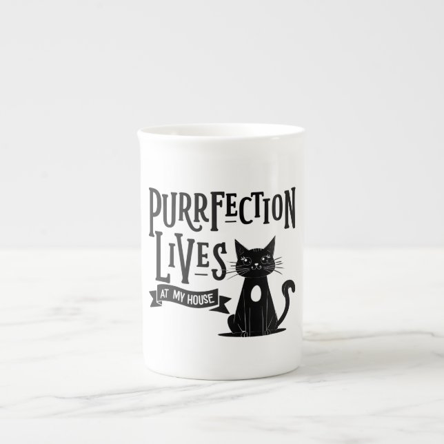 Caneca De Porcelana Funny Cat Lover Mug – “Purrfection.... (Frente)