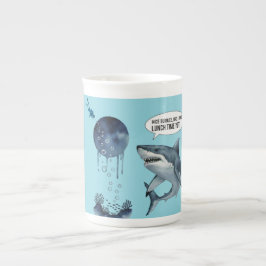 Caneca De Porcelana Funny shark diver lunch time nice bubbles bro