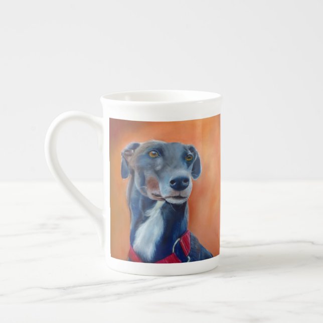 Caneca De Porcelana galgo preto (a398) (Esquerda)