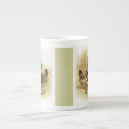 Caneca De Porcelana Galinhas Fazendas de Arte Vintage