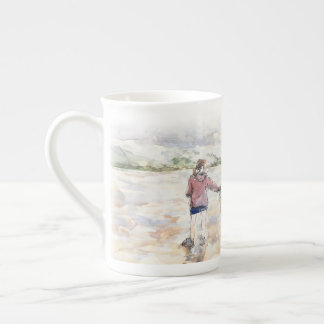 Caneca De Porcelana Garota com cavalo na praia