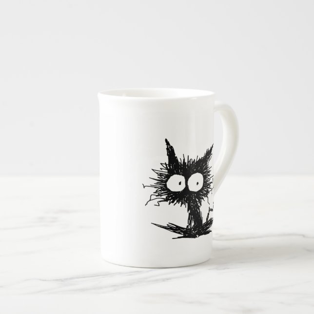 Caneca De Porcelana Gatinho Unkempt preto GabiGabi (Frente Esquerda)