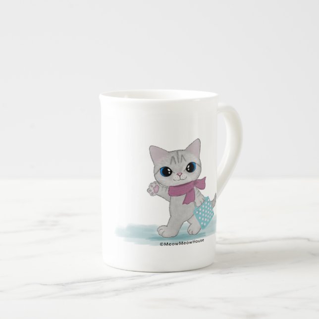 Caneca De Porcelana Gato da compra (Frente Esquerda)