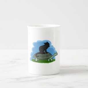 Caneca De Porcelana Gato E Tartaruga