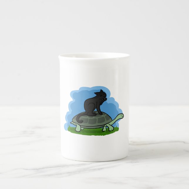 Caneca De Porcelana Gato E Tartaruga (Frente)