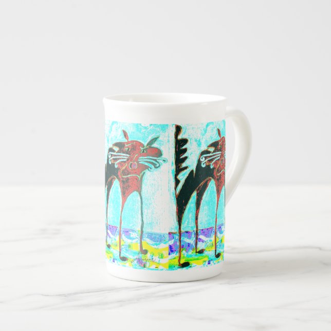 Caneca De Porcelana gato o Dia das Bruxas brilhante do susto do Meow (Frente Esquerda)