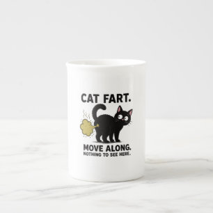 Caneca De Porcelana Gato Peidar Vá Em Frente Nada Para Ver Aqui Engraç