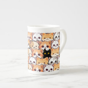 Caneca De Porcelana Gato preto e bonito em gatos laranja animais de es