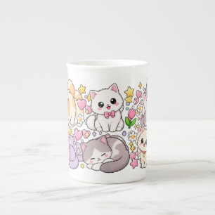 Caneca De Porcelana Gatos Kawaii Fofos – Cores Pastel, Divertidos & Ad