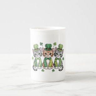 Caneca De Porcelana Gatos Sortudos do Dia de São Patrício-47474