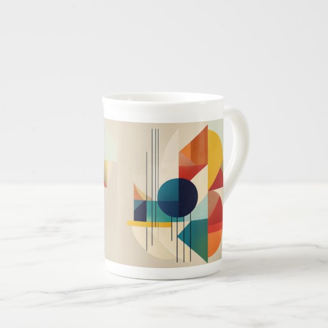 Caneca De Porcelana Geometric Abstract Art in Bauhaus Style (Frente Esquerda)