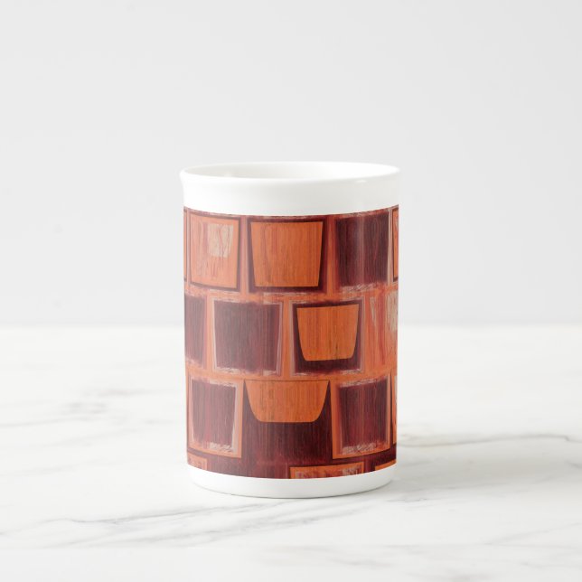 Caneca De Porcelana Geométrico Vermelho e Laranja (Frente)