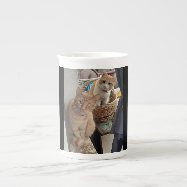 Caneca De Porcelana Ginger cat Bone China Mug (Frente)