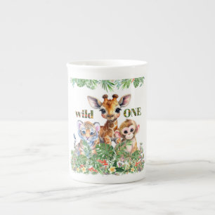 Caneca De Porcelana Girafa de Tigre Macaco Selvagem Um
