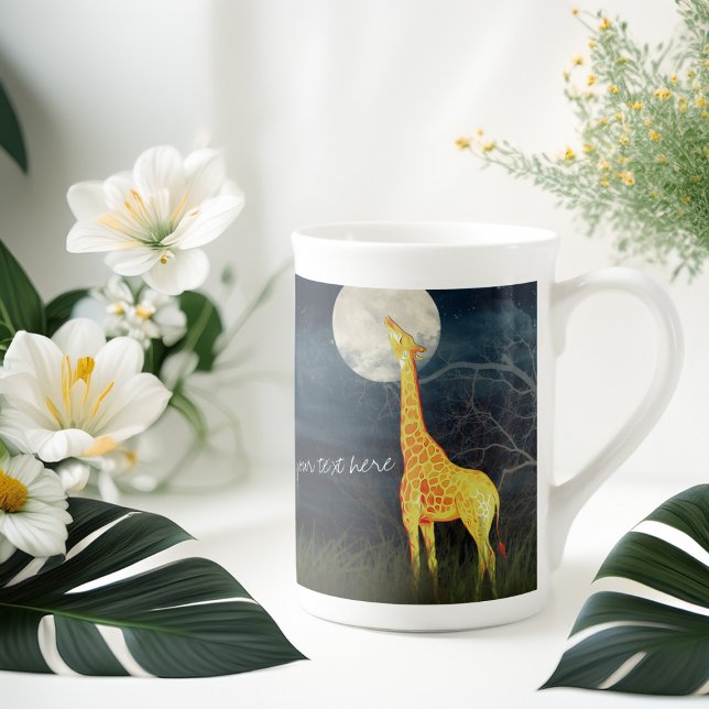 Caneca De Porcelana Girafa e Lua - Mug Jumbo / Mug China Óssea (Criador carregado)