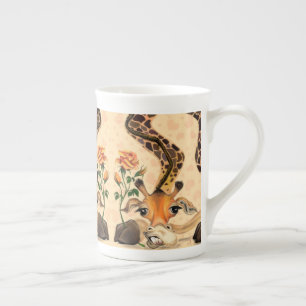 Caneca De Porcelana Girafa Romântica - Engraçado
