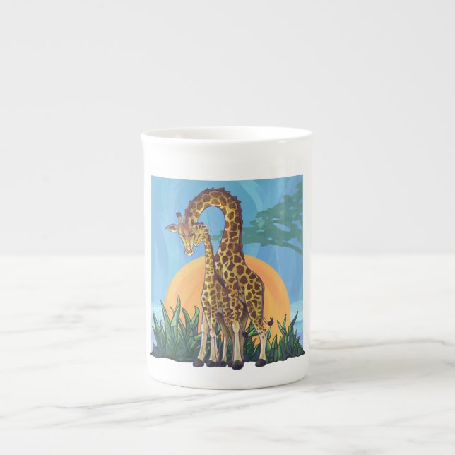 Caneca De Porcelana Giraffe Mama e Bebê (Frente)