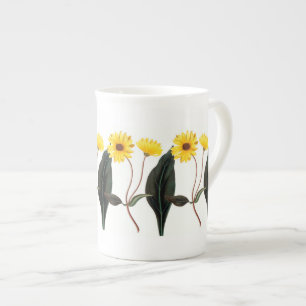 Caneca De Porcelana Girassóis Dourados Botânico