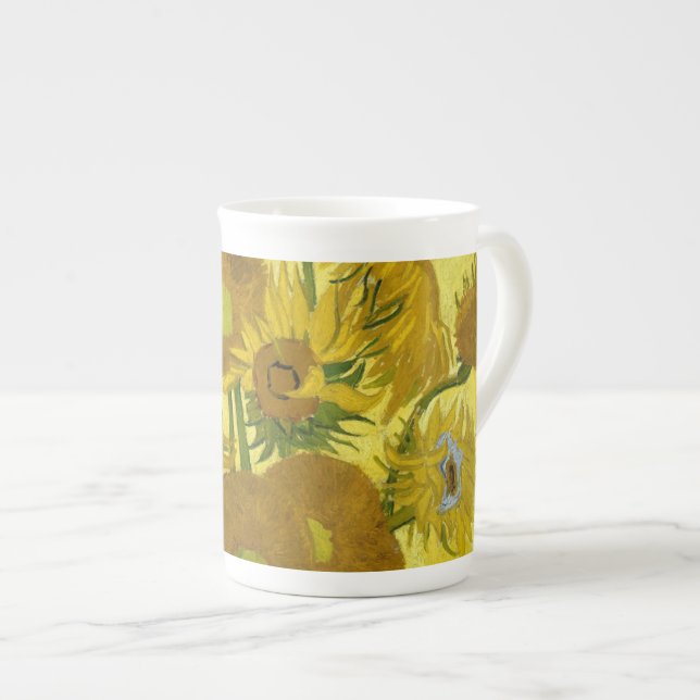 Caneca De Porcelana Girassóis em Vase Van Gogh Fine Art (Frente Esquerda)