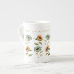 Caneca De Porcelana Girassol Enraizado Ascendente