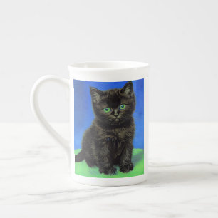 Caneca De Porcelana Gogh Style Black Kitten