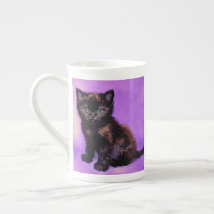 Caneca De Porcelana Gogh Style Purple Cat