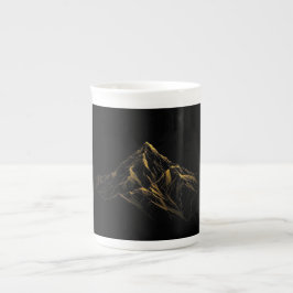 Caneca De Porcelana Gold textured abstract mountain lineart