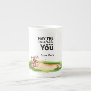 Caneca De Porcelana Golfe Que o campo esteja com você de Nome do Golfi