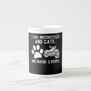 Caneca De Porcelana Gosto De Motociclos E Gatos De Arte Engraçada