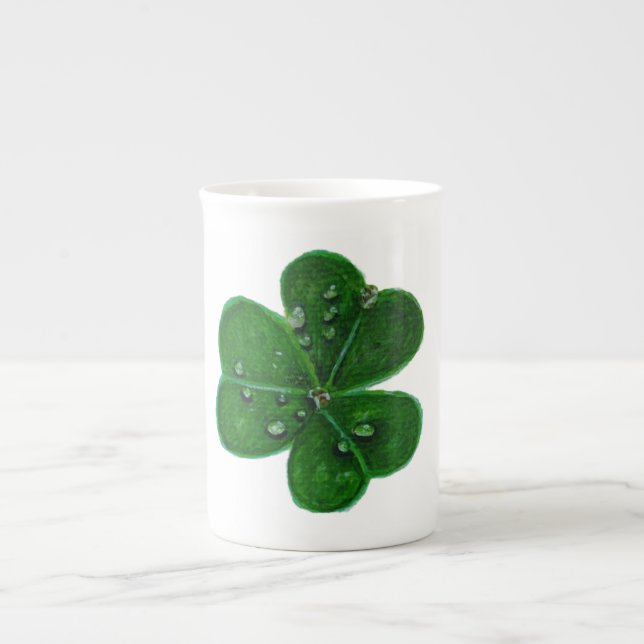 Caneca De Porcelana Gotinhas de Shamrock (Frente)