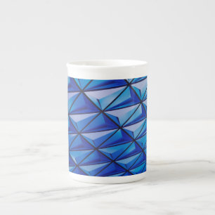 Caneca De Porcelana grade de ângulos azuis