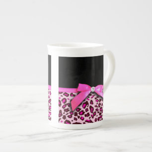 Caneca De Porcelana Gráfico do arco da fita do impressão do leopardo